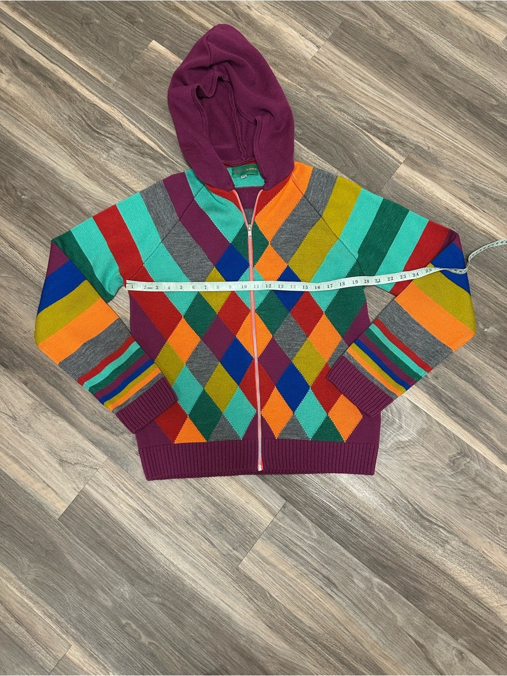 Alpana Bawa Multicolor Argyle Striped Wool Blend Zip Sweater - Picture 5 of 8